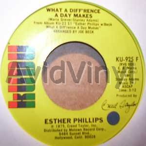 ESTHER PHILLIPS — WHAT A DIFFERENCE A DAY MAKES / TURN AROUND LOOK AT ME record label scan