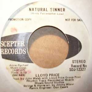 LLOYD PRICE — NATURAL SINNER / SAME record label scan