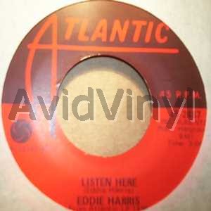 EDDIE HARRIS — LISTEN HERE / THEME IN SEARCH OF A MOVIE record label scan