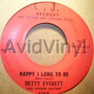 BETTY EVERETT — HAPPY I LONG TO BE / YOUR LOVING ARMS record label scan