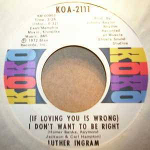 LUTHER INGRAM I DON'T WANT TO BE RIGHT / PUTTIN' GAME DOWN