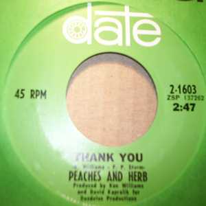 PEACHES AND HERB — THANK YOU / UNITED record label scan