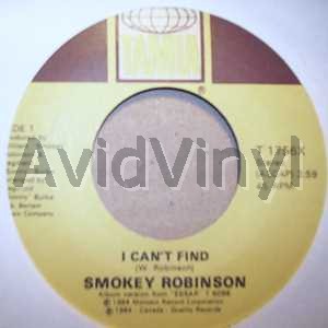 SMOKEY ROBINSON — I CAN'T FIND / GIMME WHAT YOU WANT record label scan