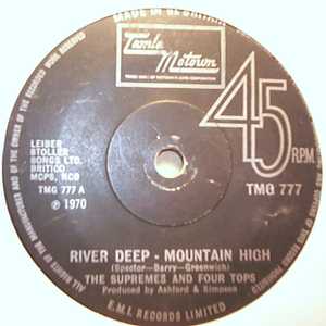 SUPREMES AND THE FOUR TOPS — RIVER DEEP MOUNTAIN HIGH / IT'S GOT TO BE A MIRACLE record label scan