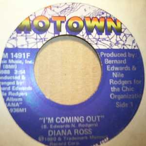 DIANA ROSS — I'M COMING OUT / GIVE UP record label scan