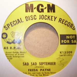 FREDA PAYNE — SAD SAD SEPTEMBER / YOU'VE LOST THAT LOVIN' FEELING record label scan