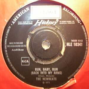 NEWBEATS — RUN BABY RUN / AM I NOT MY BROTHERS KEEPER record label scan