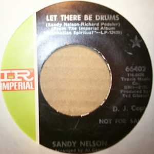 SANDY NELSON — LET THERE BE DRUMS / LEAP FROG record label scan