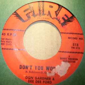 DON GARDNER AND DEE DEE FORD — DON'T YOU WORRY / I'M COMING HOME TO STAY record label scan