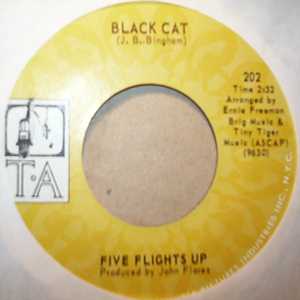 FIVE FLIGHTS UP — BLACK CAT / DO WHAT YOU WANNA DO record label scan
