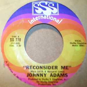 JOHNNY ADAMS — RECONSIDER ME / IF I COULD SEE YOU ONE MORE TIME record label scan