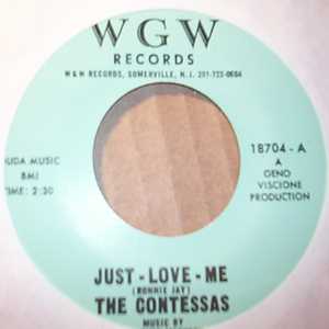 CONTESSAS — JUST LOVE ME / IT'S TIME FOR CRYING record label scan