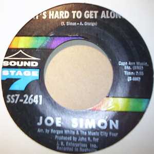 JOE SIMON — IT'S HARD TO GET ALONG / SAN FRANCISCO IS A LONLEY TOWN record label scan