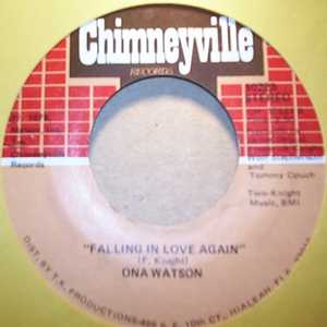 ONA WATSON — FALLING IN LOVE AGAIN / TAKE THIS JOB AND SHOVE IT record label scan