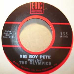 OLYMPICS — BIG BOY PETE / DANCE BY THE LIGHT OF THE MOON record label scan