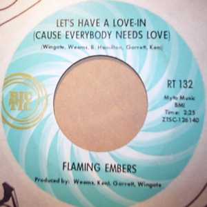 FLAMING EMBERS — LET'S HAVE A LOVE IN / HEY MAMA record label scan