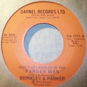 BRINKLEY AND PARKER — DON'T GET FOOLED BY THE PANDA MAN / PANDER MAN record label scan