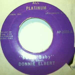 DONNIE ELBERT — SWEET BABY / CAN'T GET OVER LOSING YOU record label scan