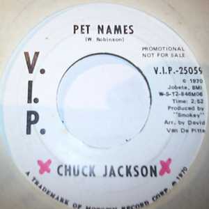 CHUCK JACKSON — PET NAMES / SAME record label scan