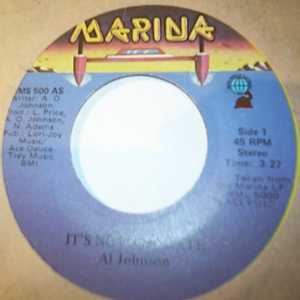 AL JOHNSON — IT'S NOT TOO LATE / I'LL DO ANYTHING FOR YOU record label scan