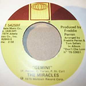 MIRACLES — GEMINI / YOU ARE LOVE record label scan