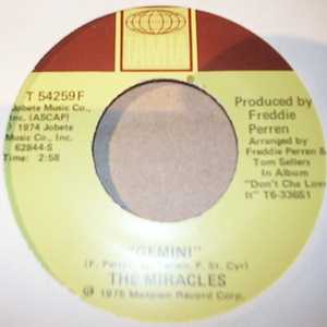 MIRACLES — GEMINI / YOU ARE LOVE record label scan