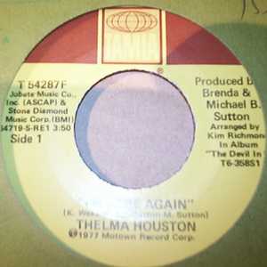 THELMA HOUSTON — I'M HERE AGAIN / SHARING SOMETHING PERFECT record label scan