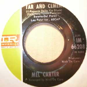 MEL CARTER — TAR AND CEMENT / TAKE GOOD CARE OF HER record label scan