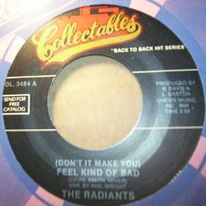 RADIANTS / MOONLIGHTERS — FEEL KIND OF BAD / SHOODOO BE DOO record label scan