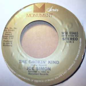 JOE SIMON — CHOKIN KIND / HANGIN ON record label scan