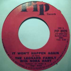 LEONARD FAMILY WITH NORA HART — IT WON'T HAPPRN AGAIN / ONCE YOU UNDERSTAND record label scan