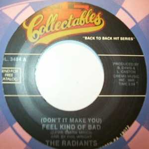 RADIANTS / MOONLIGHTERS — FEEL KIND OF BAD / SHOODOO BE DOO record label scan