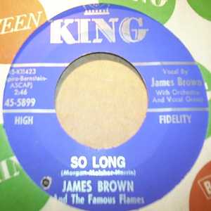 JAMES BROWN AND THE FAMOUS FLAMES — SO LONG / DANCIN' LITTLE THING record label scan