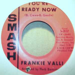 FRANKIE VALLI — YOU'RE READY NOW / CRY FOR ME record label scan