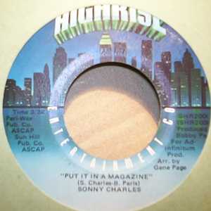 SONNY CHARLES — PUT IT IN A MAGAZINE / THE WEEKEND FARTHER SONG record label scan