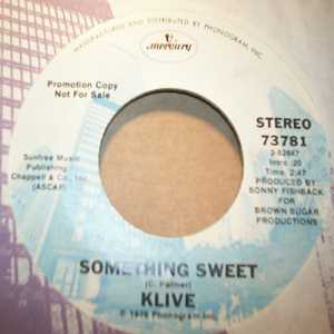 KLIVE — SOMETHING SWEET / WITHOUT THE DRUMMER record label scan