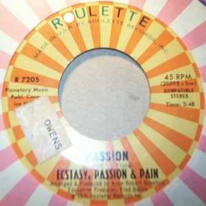 ECSTASY PASSION AND PAIN — PASSION / THERE'S SO MUCH LOVE ALL AROUND ME record label scan