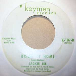 JACKIE LEE — BRING IT HOME / GLORY OF LOVE record label scan