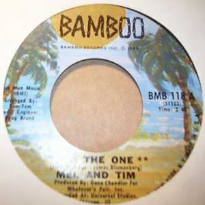 MEL AND TIM — I'M THE ONE / PUT AN EXTRA PLUS TO YOUR LOVE record label scan