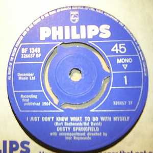 DUSTY SPRINGFIELD — I JUST DON'T KNOW WHAT TO DO WITH MYSELF / MY COLOURING BOOK record label scan