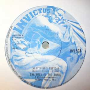 CHAIRMEN OF THE BOARD — EVERYTHING'S TUESDAY / BLESS YOU record label scan
