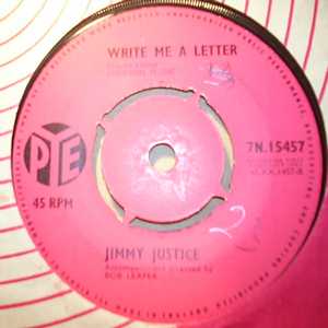 JIMMY JUSTICE — WRITE ME A LETTER / SPANISH HARLEM record label scan