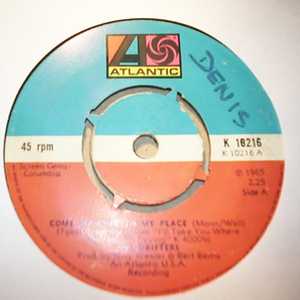 DRIFTERS — COME ON OVER TO MY PLACE / UP ON THE ROOF / I DON'T WANT TO GO ON record label scan