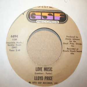 LLOYD PRICE — LOVE MUSIC / JUST FOR BABY record label scan