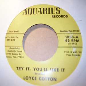 LOYCE COTTON — TRY IT, YOU'LL LIKE IT / EVERYBODY WANTS TO BE THE PRESIDENT record label scan