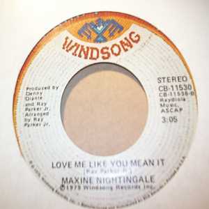 MAXINE NIGHTINGALE — LOVE ME LIKE YOU MEAN IT / LEAD ME ON record label scan
