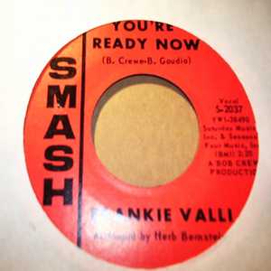 FRANKIE VALLI — YOU'RE READY NOW / CRY FOR ME record label scan