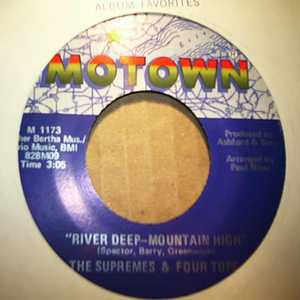 SUPREMES AND THE FOUR TOPS — RIVER DEEP MOUNTAIN HIGH / TOGETHER WE CAN MAKE SUCH SWEET MUSIC record label scan