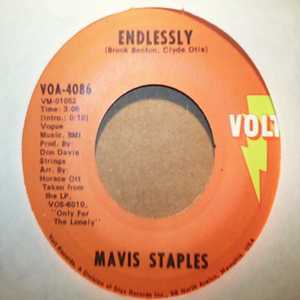MAVIS STAPLES — ENDLESSLY / DON'T CHANGE ME NOW record label scan