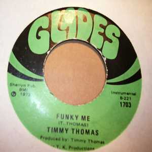 TIMMY THOMAS — FUNKY ME / WHY CAN'T WE LIVE TOGETHER record label scan